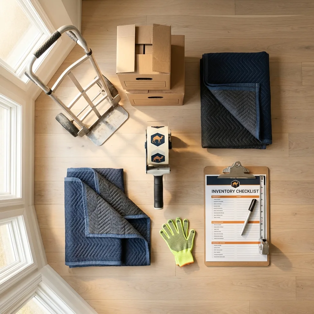 Professional moving supplies and packing materials layout for Hughesville residential relocations