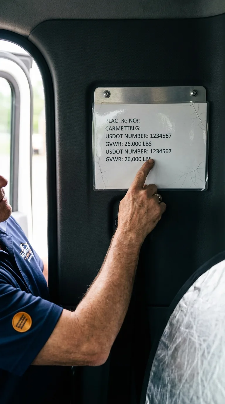 USDOT licensing placard verification in Hughesville